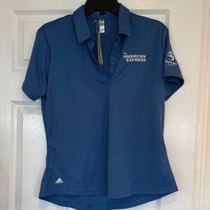adidas Women's Blue Short Sleeve Polo with American Express Logos